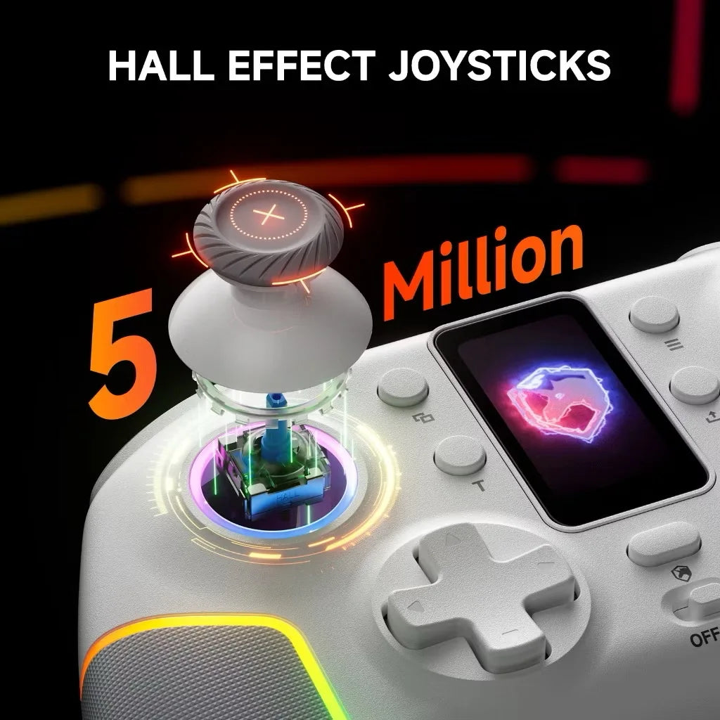 Wireless Controller 7052P for PC/Switch/iOS/Android With Intelligent Screen,Hall Joysticks &Turbo/Vibration,1000mAh Gamepad