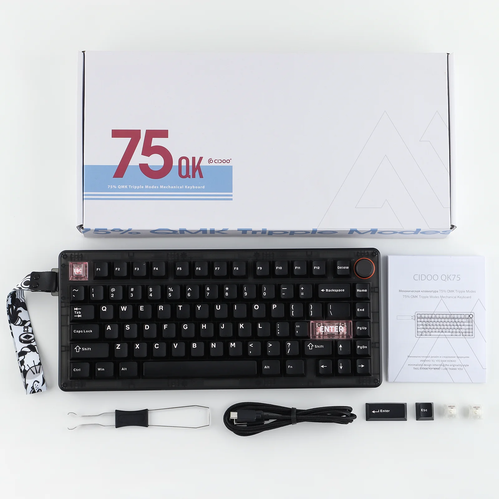 CIDOO QK75 75% Hot-Swap Gasket Tri-Mode Wireless Mechanical Gaming Keyboard with VIA Programmable & RGB Backlit for Win/Mac