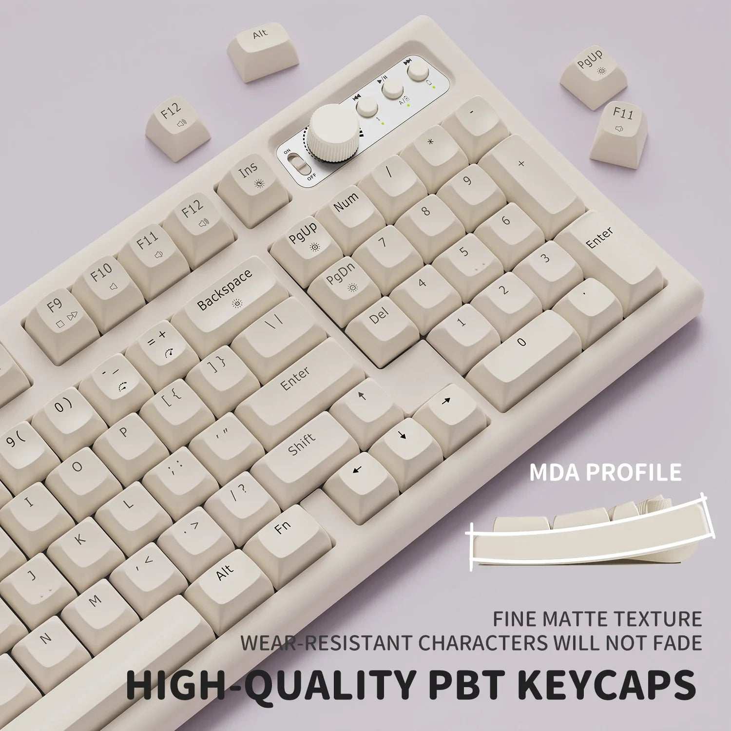 EWEADN V97PRO Wireless Keyboard Cute Creamy Bluetooth/2.4G Gaming Silent Keyboard with RGB Backlit Rechargeable for PC Gamer