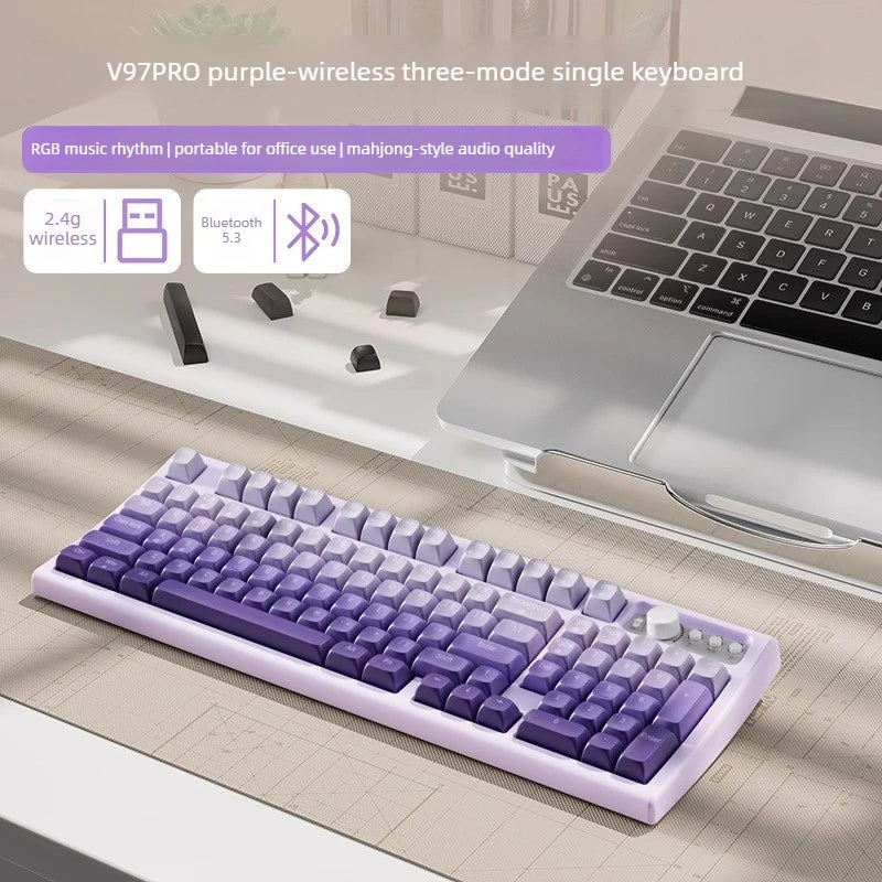 EWEADN V97PRO Wireless Keyboard Cute Creamy Bluetooth/2.4G Gaming Silent Keyboard with RGB Backlit Rechargeable for PC Gamer