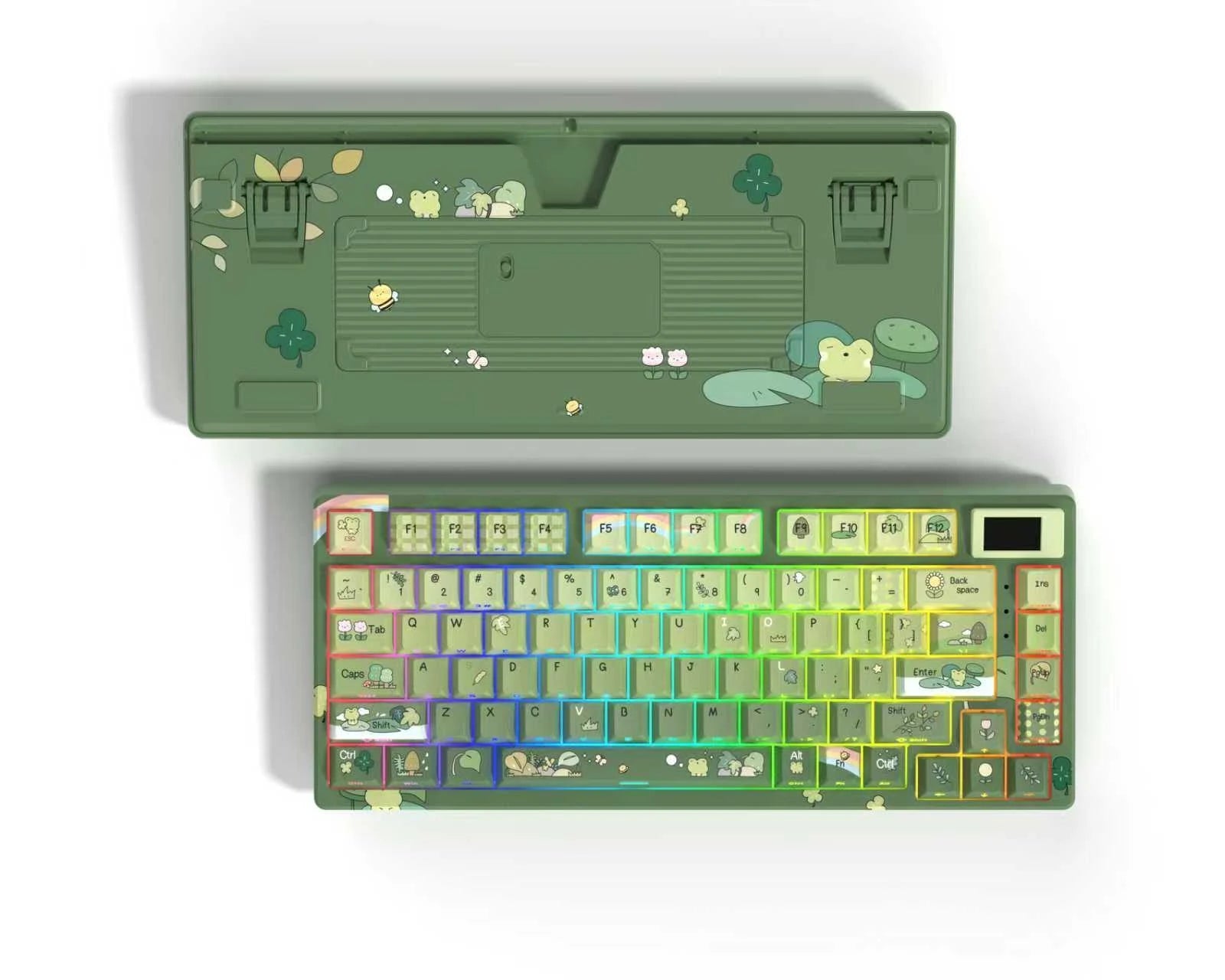 Wired Mechanical Gaming Keyboard with OLED Display Full Key Hot-Swappable Pudding RGB Backlit Keyboard for PC Computer Laptop