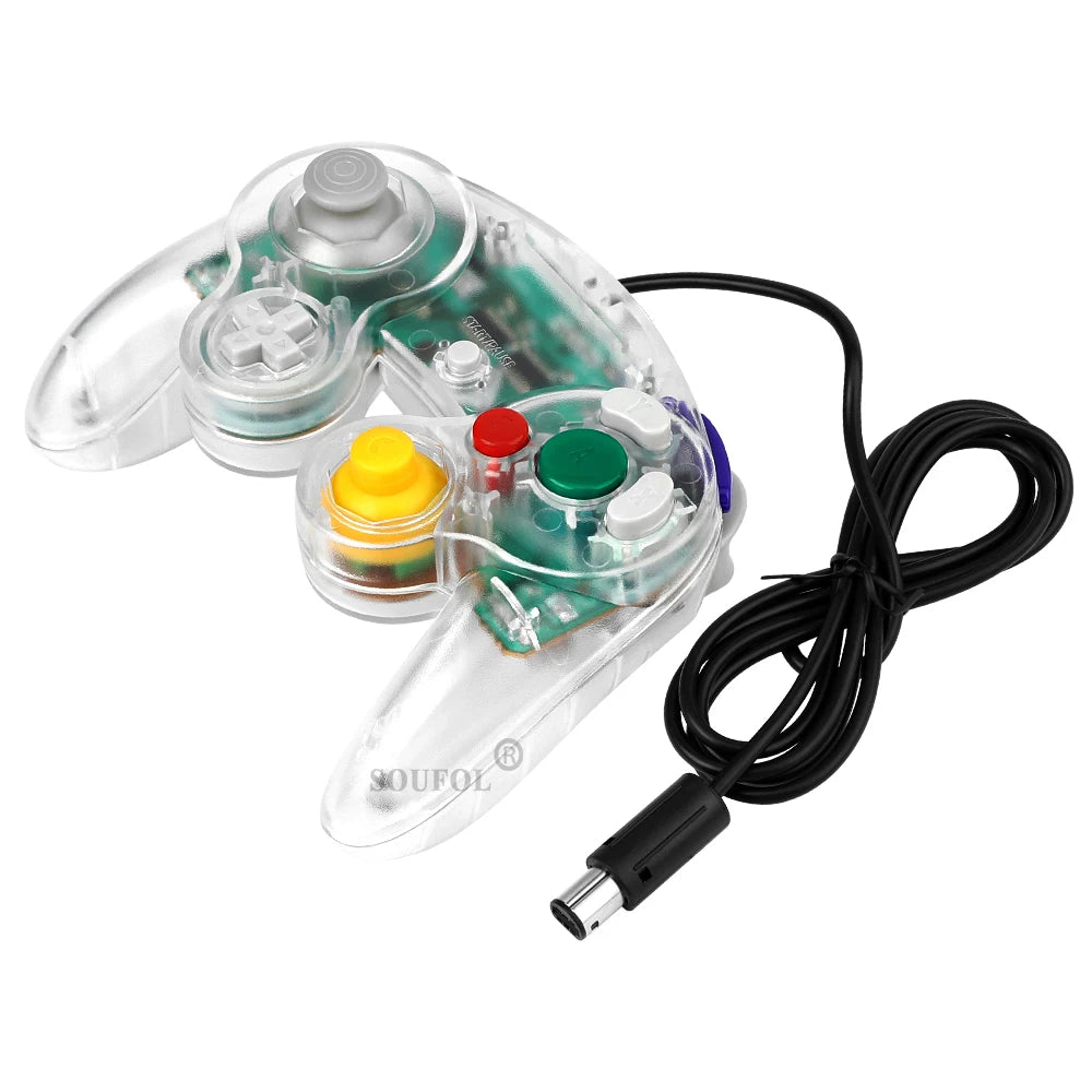 Transparent Color Wired Game Controller For GameCube NGC Gamepad One Button Wired Game Controller Joystick for NGC