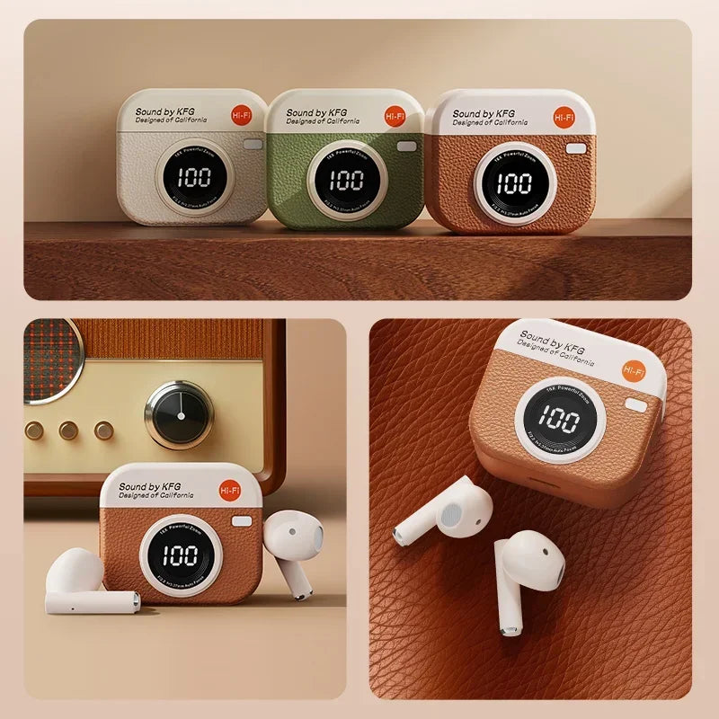 Q86 TWS Wireless Earphone Bluetooth Headphones Sport Stereo Fone Bluetooth Earbuds For All Smartphones Retro Camera Style