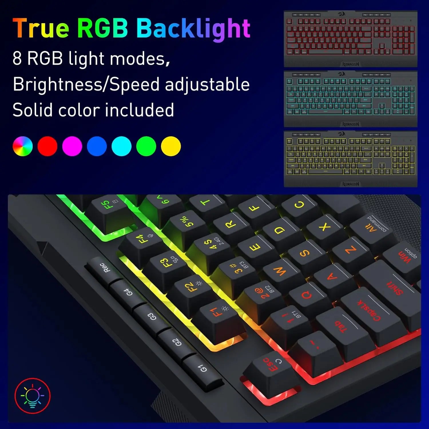 Redragon K525 PRO RGB 3-Mode Wireless Membrane Multimedia Keys, Linear Mechanical-Feel Switch Gaming Keyboard