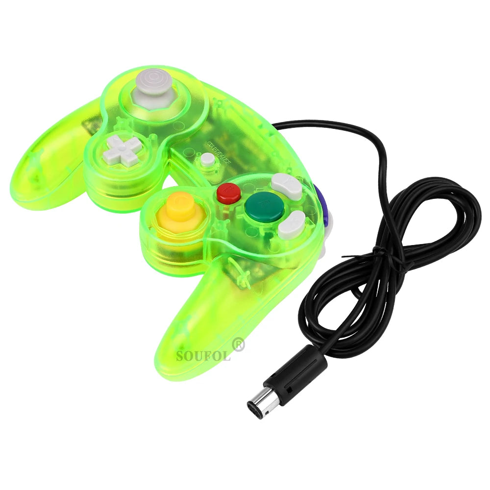 Transparent Color Wired Game Controller For GameCube NGC Gamepad One Button Wired Game Controller Joystick for NGC