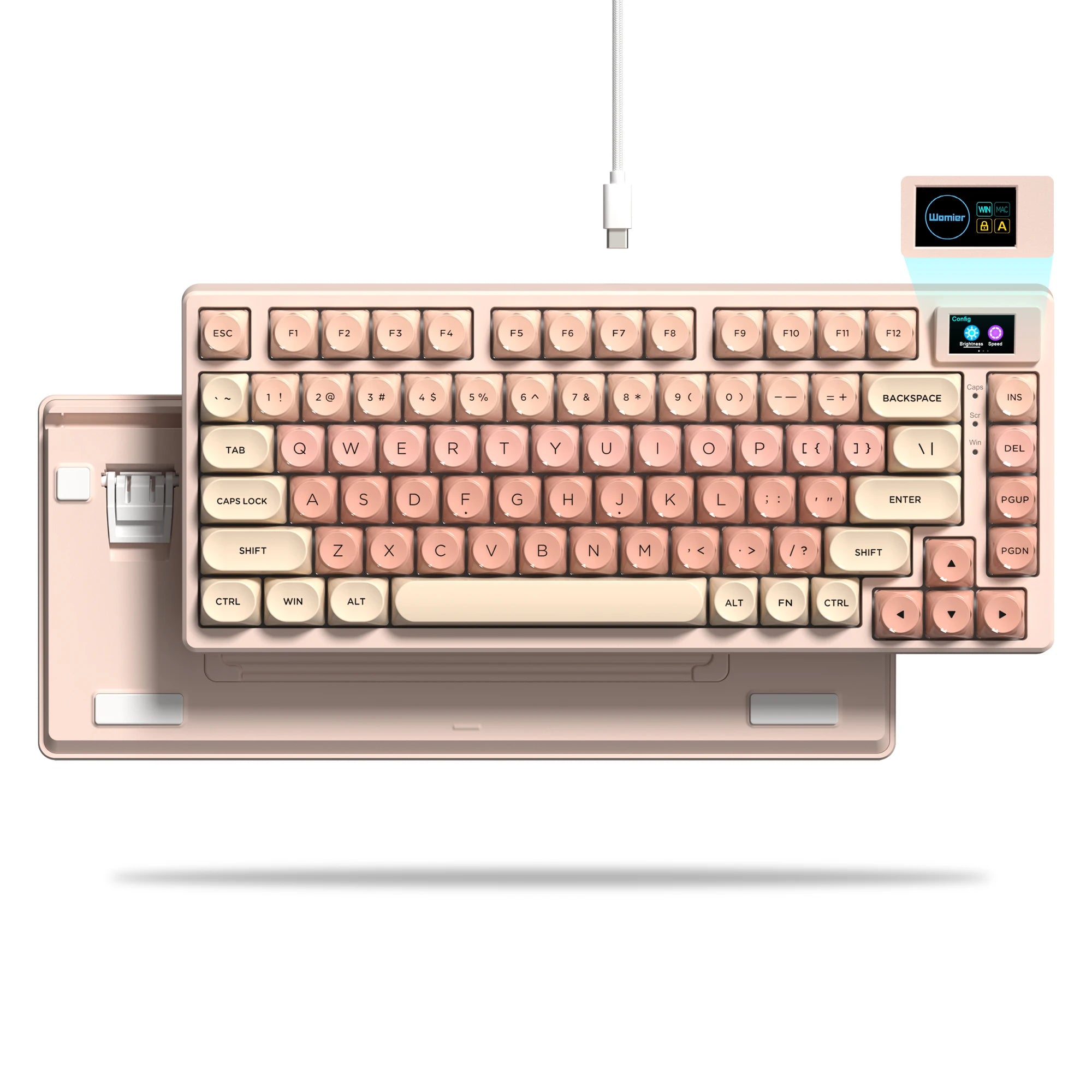 Wired Mechanical Gaming Keyboard with OLED Display Full Key Hot-Swappable Pudding RGB Backlit Keyboard for PC Computer Laptop