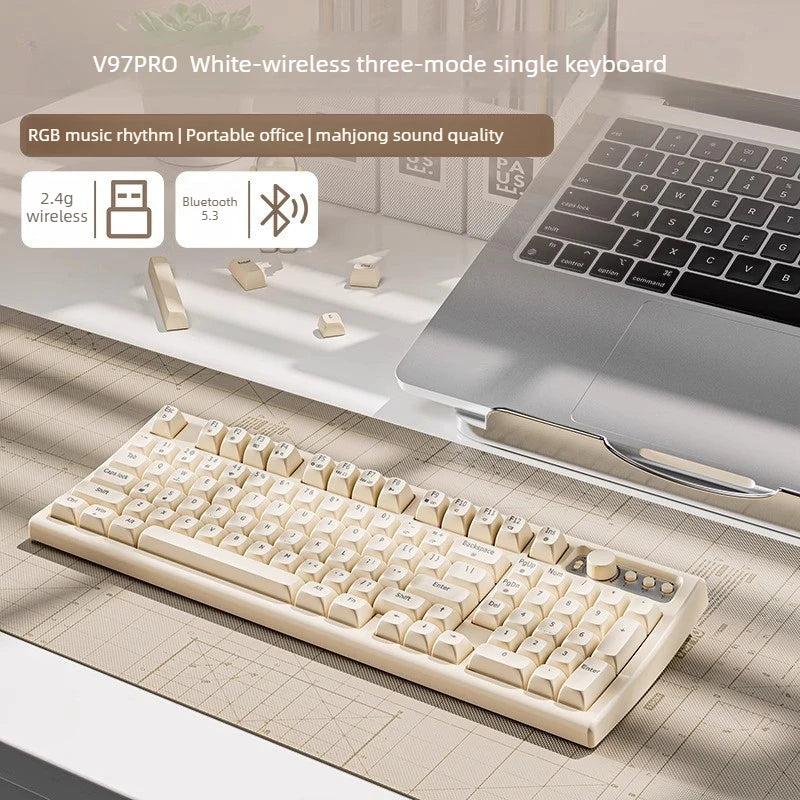 EWEADN V97PRO Wireless Keyboard Cute Creamy Bluetooth/2.4G Gaming Silent Keyboard with RGB Backlit Rechargeable for PC Gamer