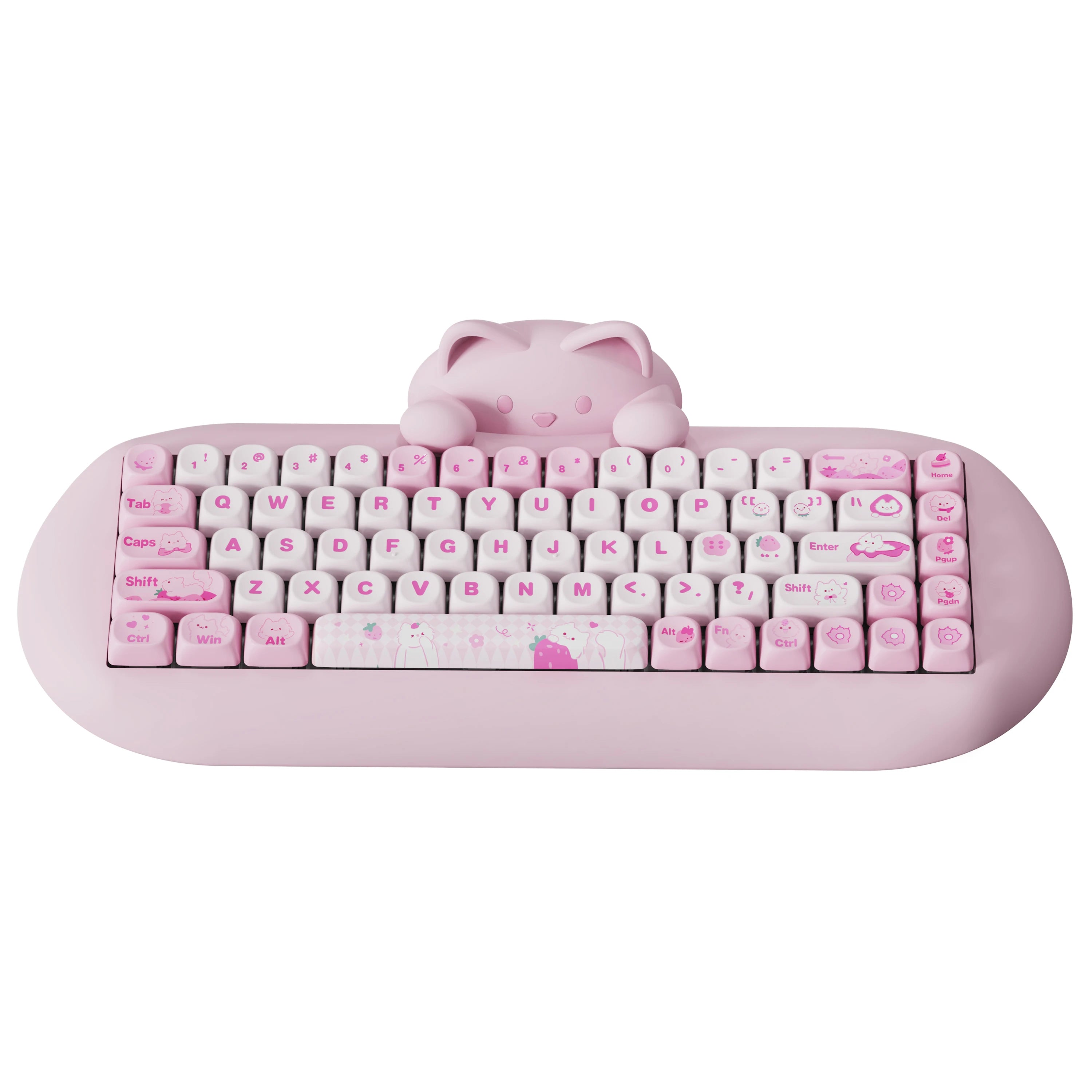 YUNZII C68 Pink 65% Hi-Fi Cute Cat Silicone Hot Swap NKRO  Ergonomic Wireless BT5.0/2.4G/Wired RGB Mechanical Gaming Keyboard