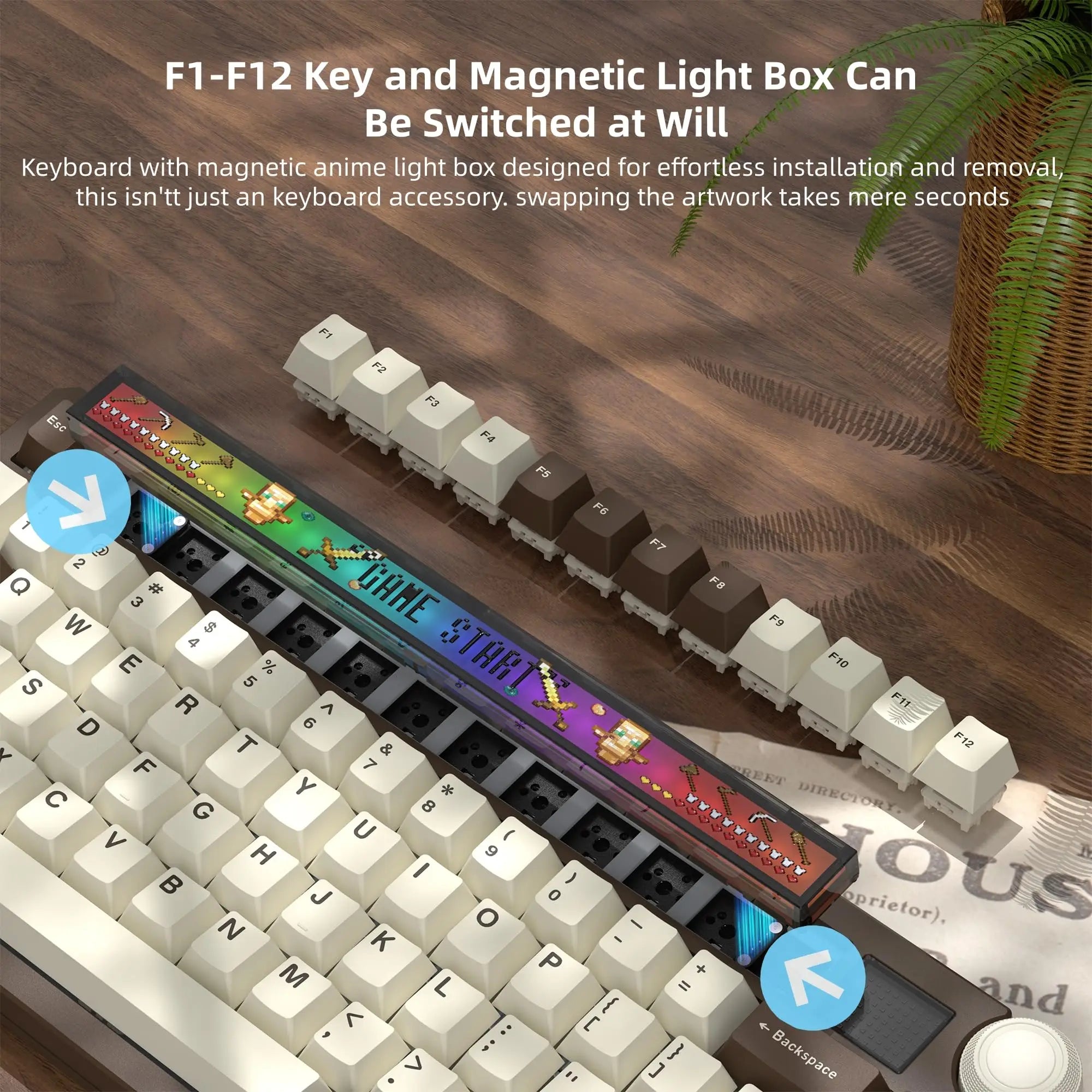 Womier K80 75% Wireless Mechanical Keyboard with Screen&Knob Retro Clear Anime Light Box Design RGB Hot-Swappable VIA for Mac/PC