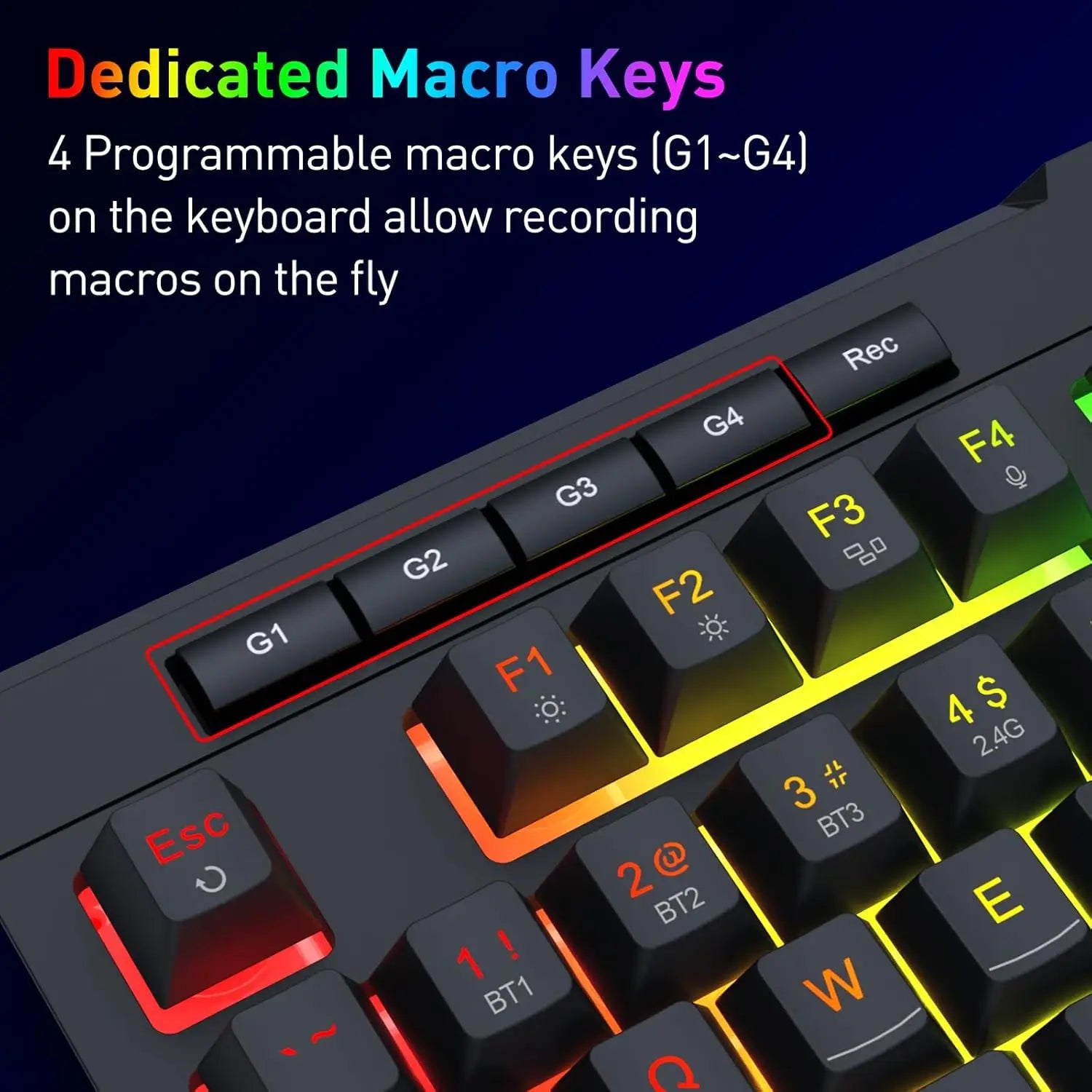 Redragon K525 PRO RGB 3-Mode Wireless Membrane Multimedia Keys, Linear Mechanical-Feel Switch Gaming Keyboard