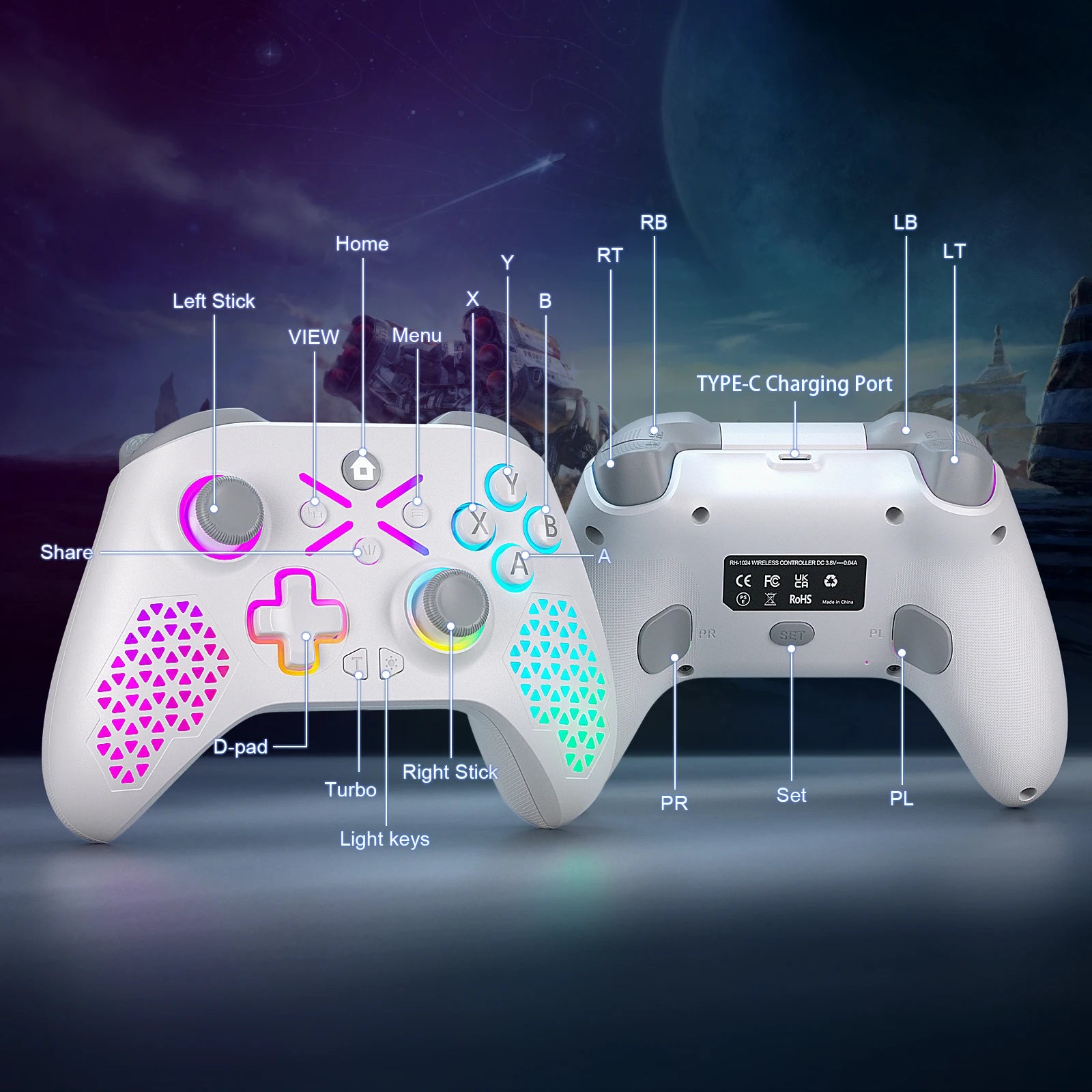 2.4G Wireless Controller For Xbox One/xbox Series X/S/PC With 650mah Battery gamepad Multi-Function Joystick Controller