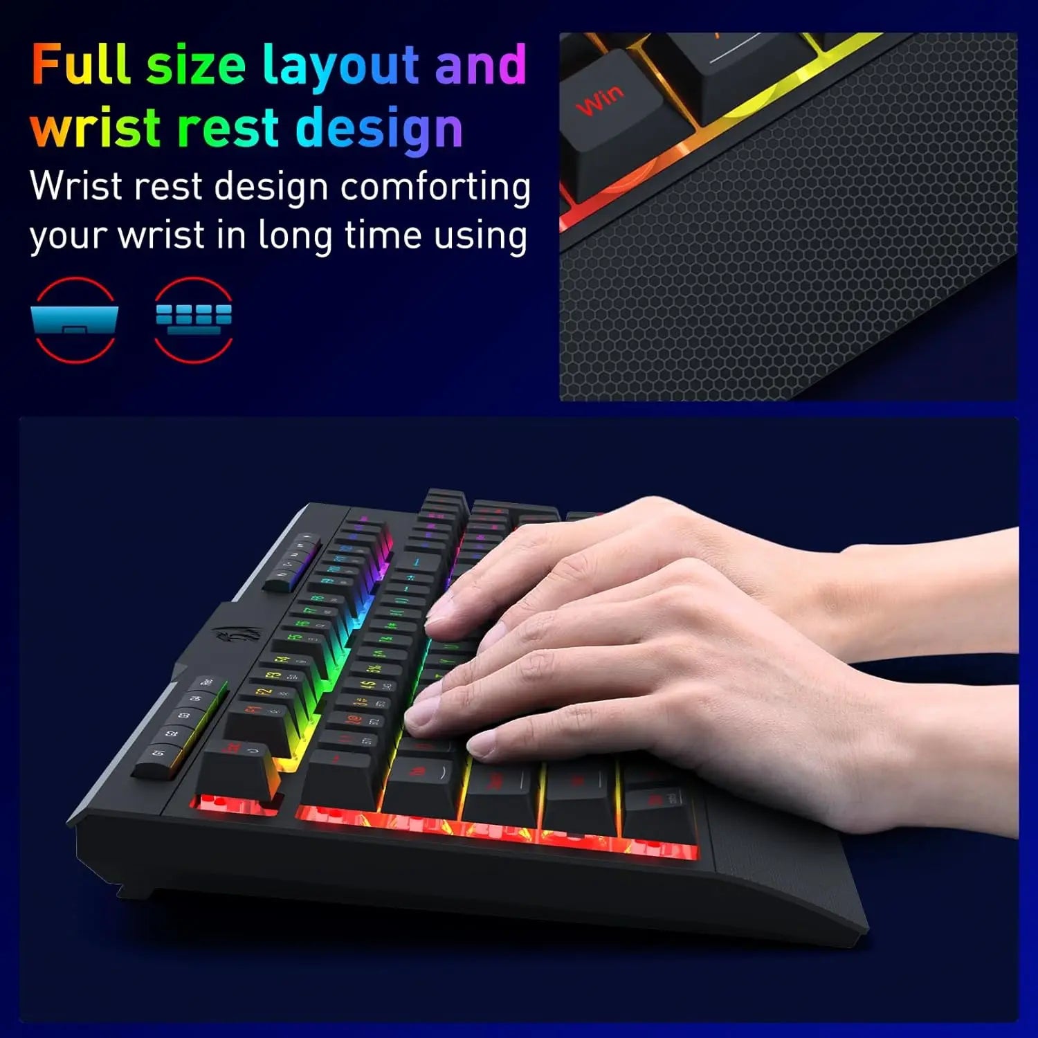Redragon K525 PRO RGB 3-Mode Wireless Membrane Multimedia Keys, Linear Mechanical-Feel Switch Gaming Keyboard