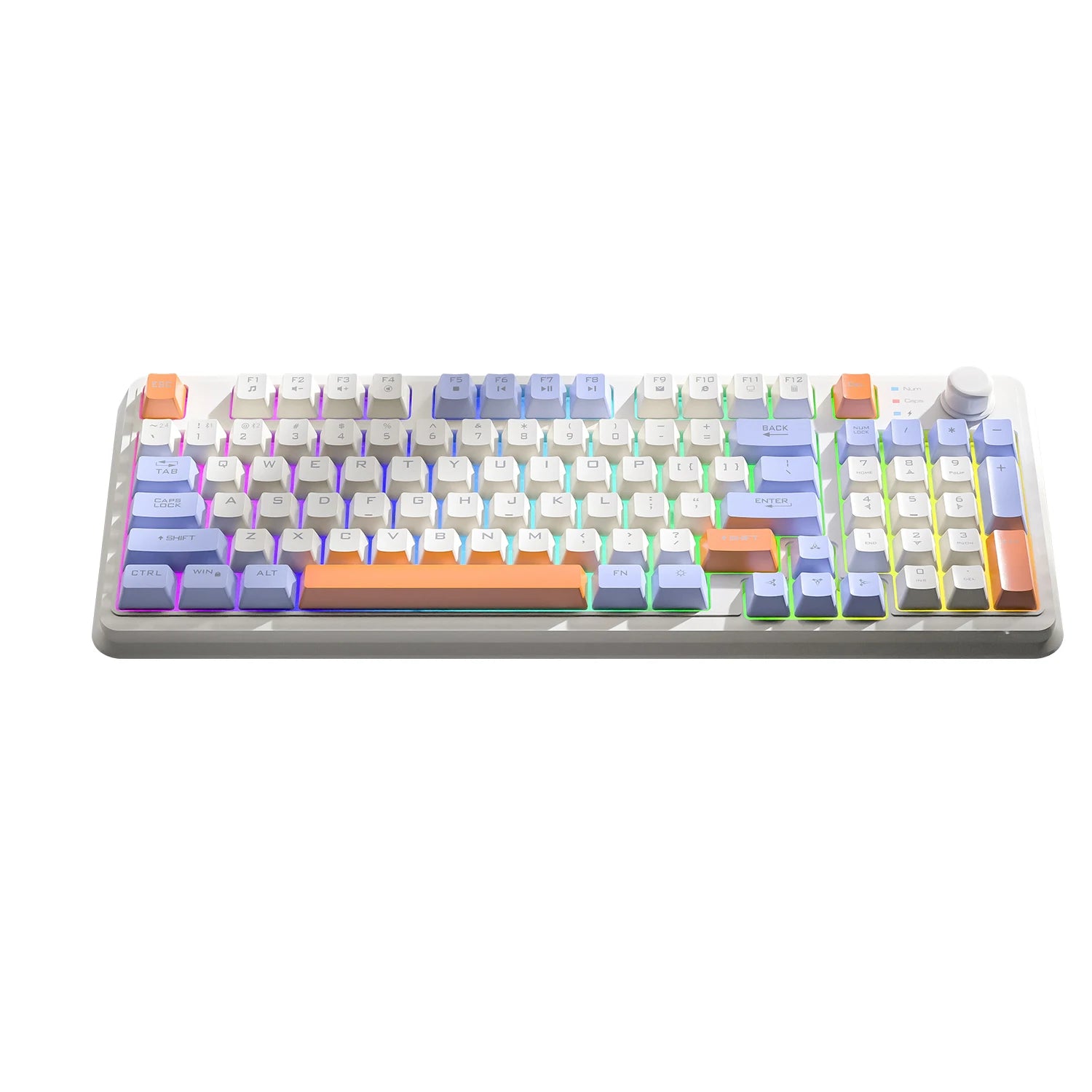 K94 Wireless Gaming Keyboard, BT 5.0/2.4GHz With Dual Mode 2-in-1 Receiver, 95 Keys TKL Rainbow LED Backlit Quiet Keyboard For