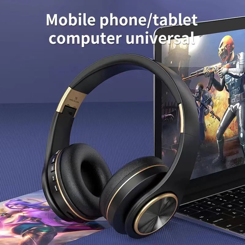 Over-ear Wireless Headphones Bluetooth 5.3 HiFi Stereo Low Latency Noise-canceling Headset Gaming Earphones with ENC Micphone