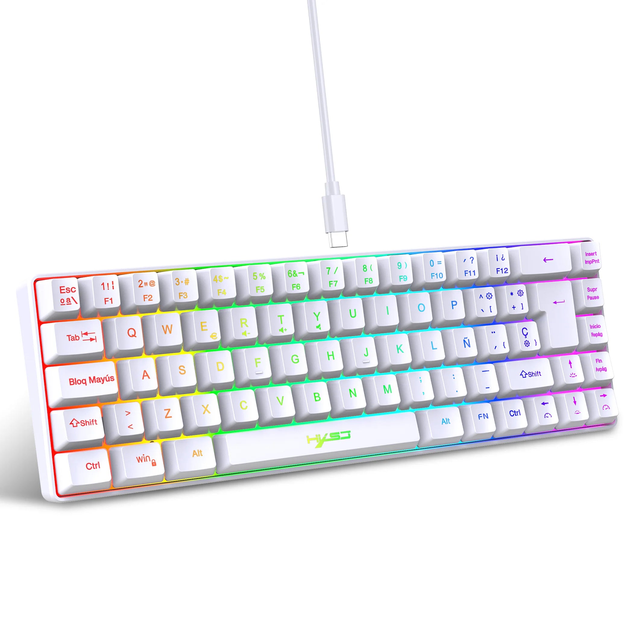 Hot sale!Spanish 69-key RGB backlit wired gaming keyboard, 68%...
