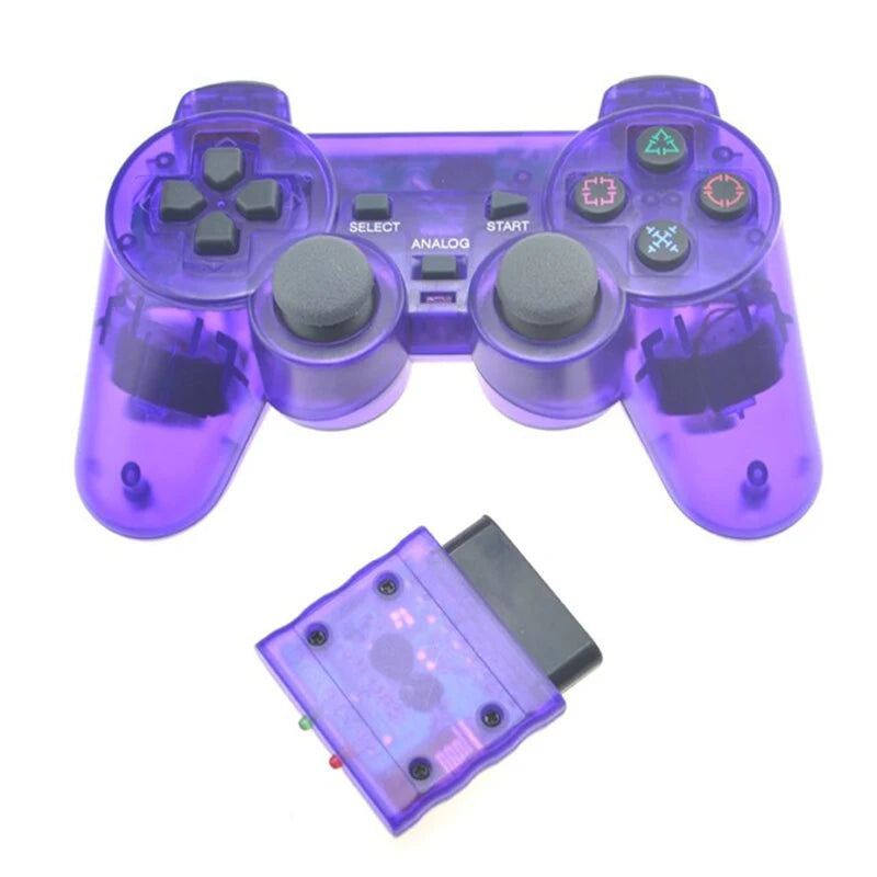Transparent Color Bluetooth Wireless Gamepad Controller For PS2 2.4G Vibration Controle Compatible with Plastation 2 Joystick