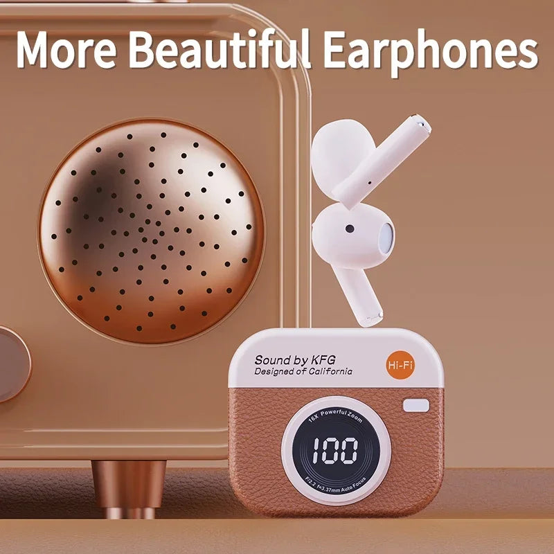 Q86 TWS Wireless Earphone Bluetooth Headphones Sport Stereo Fone Bluetooth Earbuds For All Smartphones Retro Camera Style