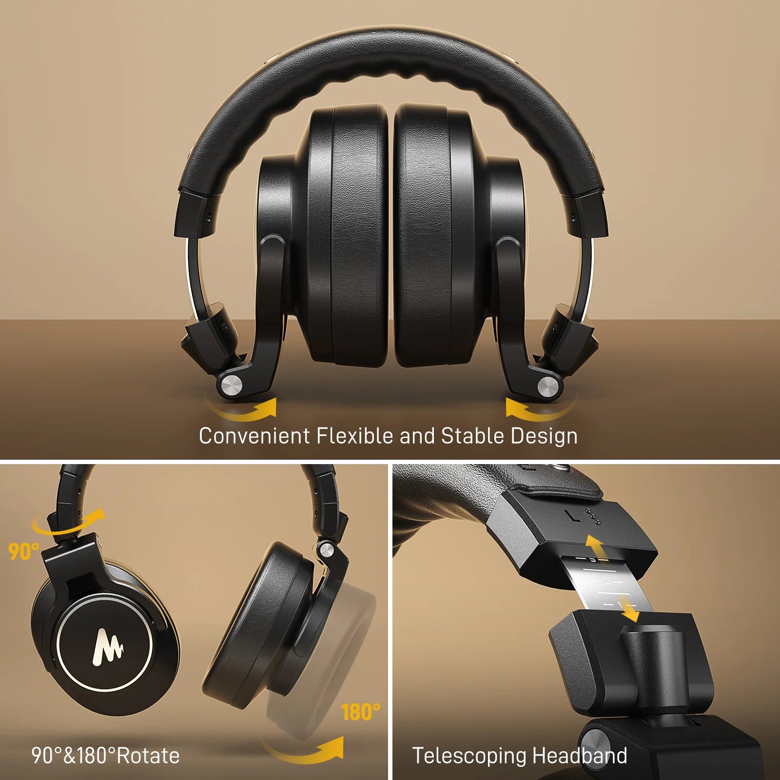 MAONO MH700 Studio Monitor Headphones Mixing DJ Headphone 50mm Driver Professional Over Ear Wired Headset for Recording Podcast