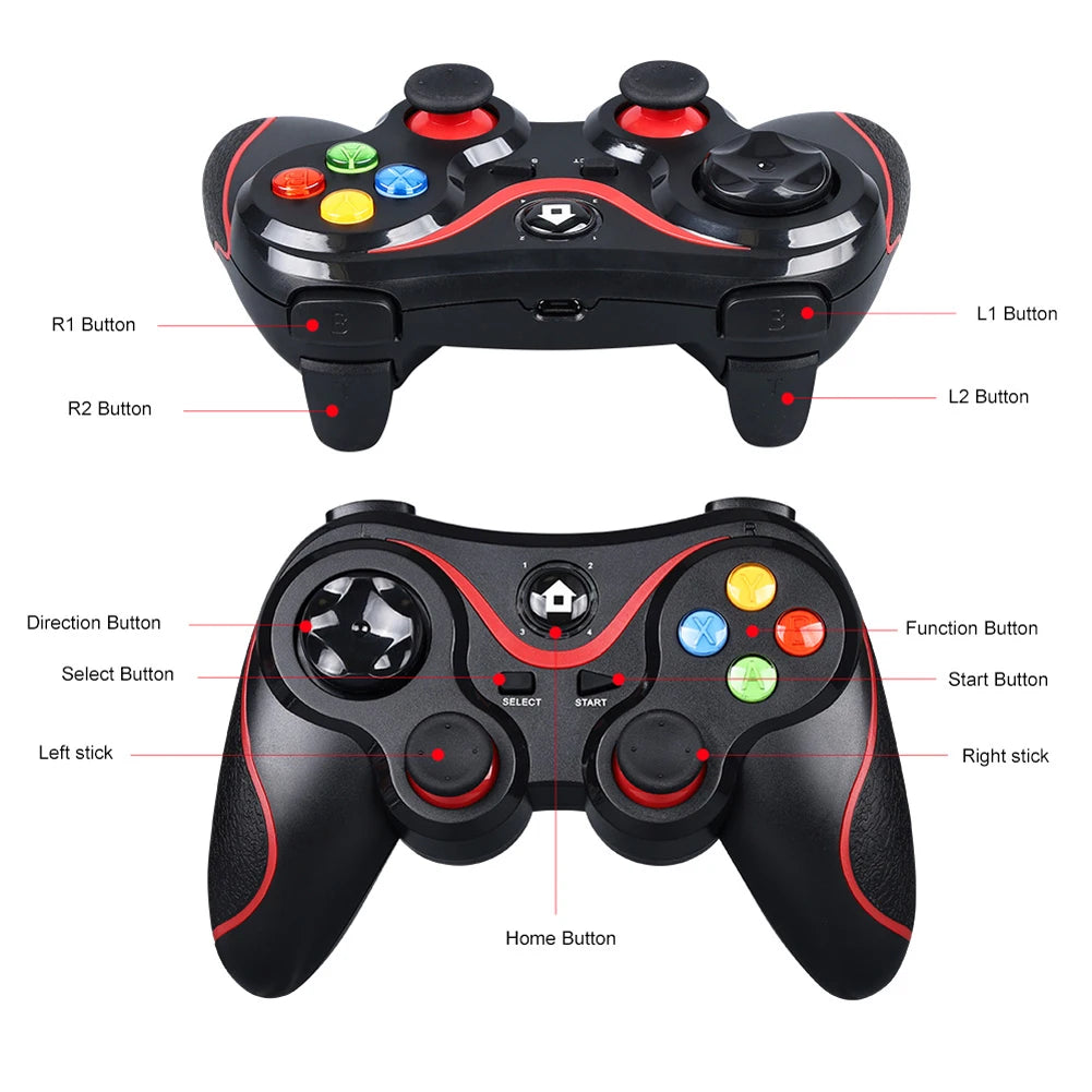 V8 2.4G Wireless Game Controller Gaming Controller BT Wireless Gamepad Dual Vibration for Android/iOS/PC/PS3/Switch/Mobile Phone