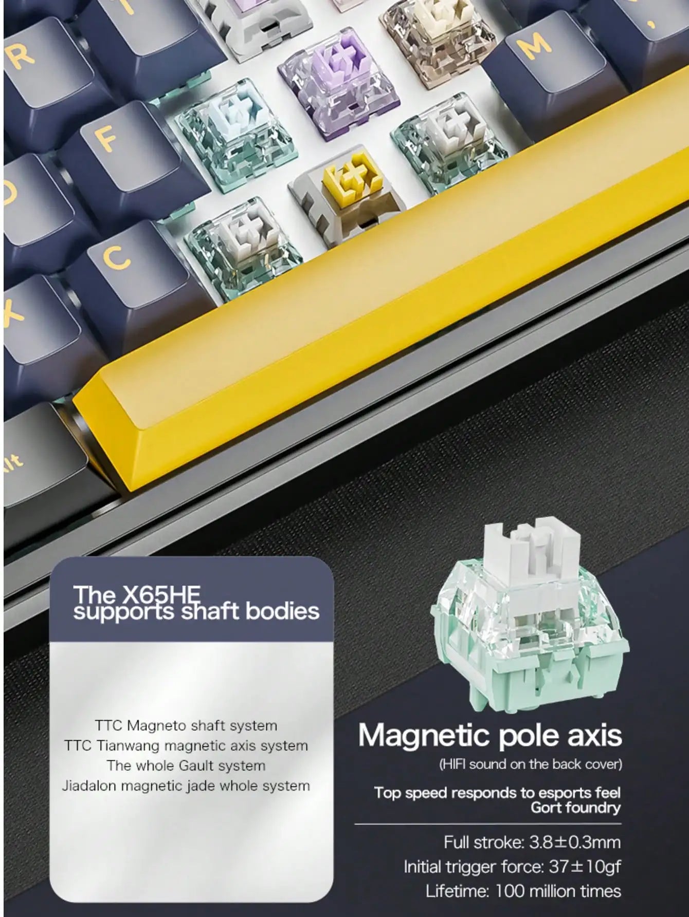 X65HE magnetic axis mechanical keyboard contour side engraved wired RGB low latency 8K polling rate magnetic axis