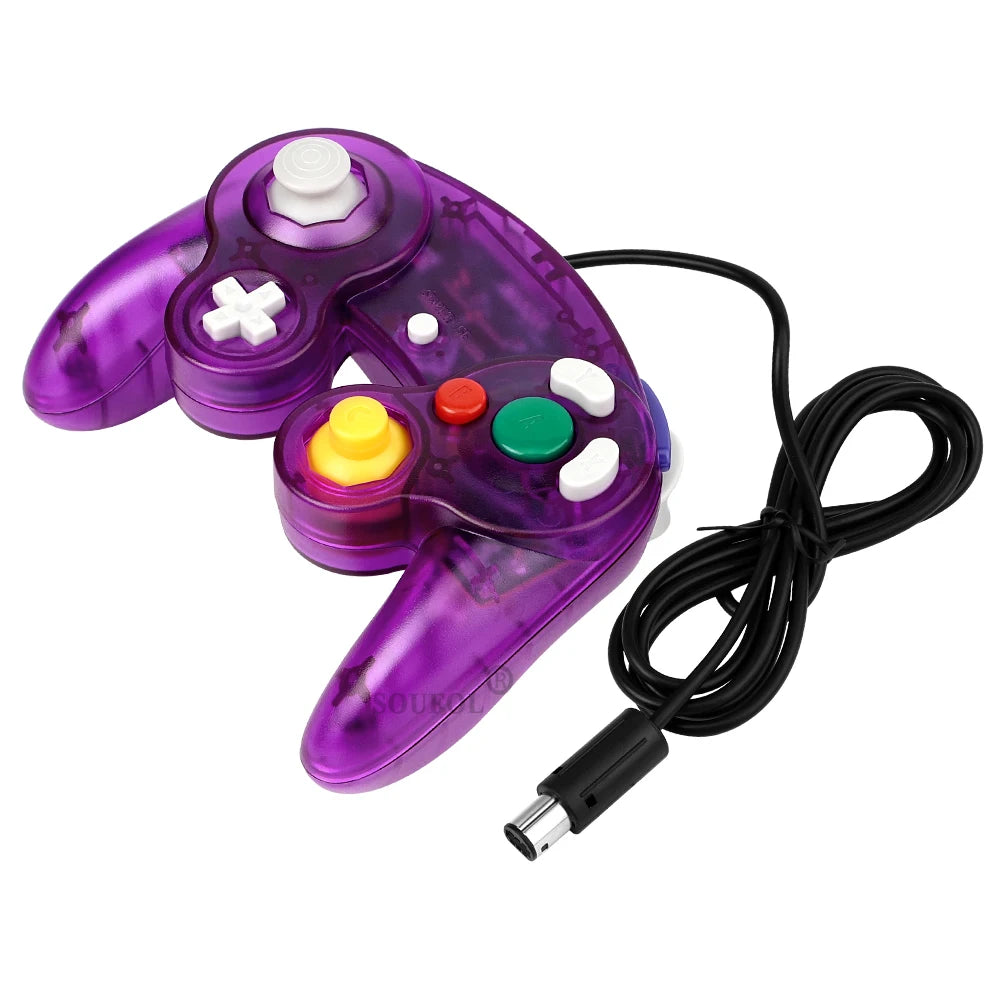 Transparent Color Wired Game Controller For GameCube NGC Gamepad One Button Wired Game Controller Joystick for NGC