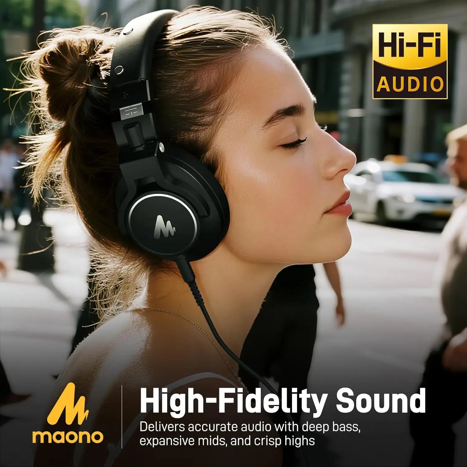MAONO MH700 Studio Monitor Headphones Mixing DJ Headphone 50mm Driver Professional Over Ear Wired Headset for Recording Podcast