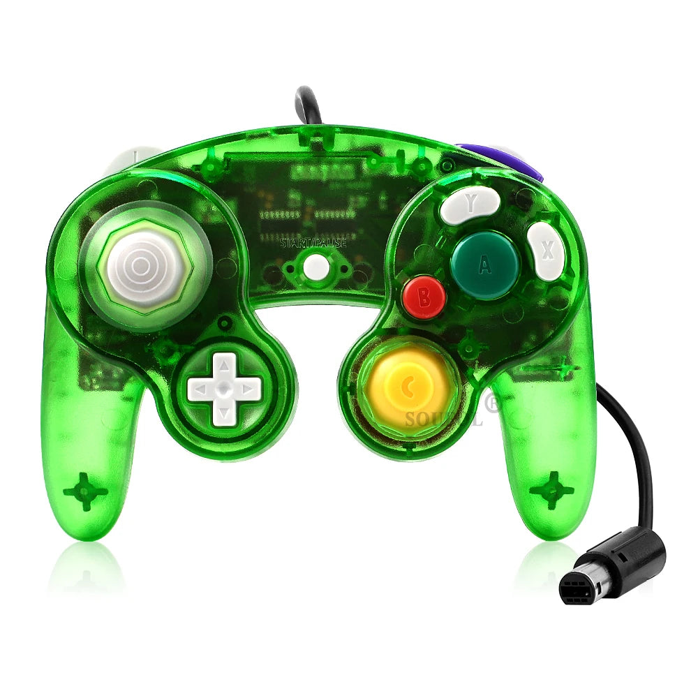 Transparent Color Wired Game Controller For GameCube NGC Gamepad One Button Wired Game Controller Joystick for NGC