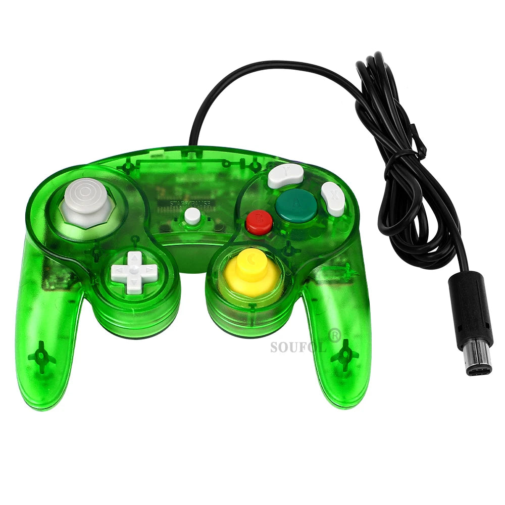 Transparent Color Wired Game Controller For GameCube NGC Gamepad One Button Wired Game Controller Joystick for NGC