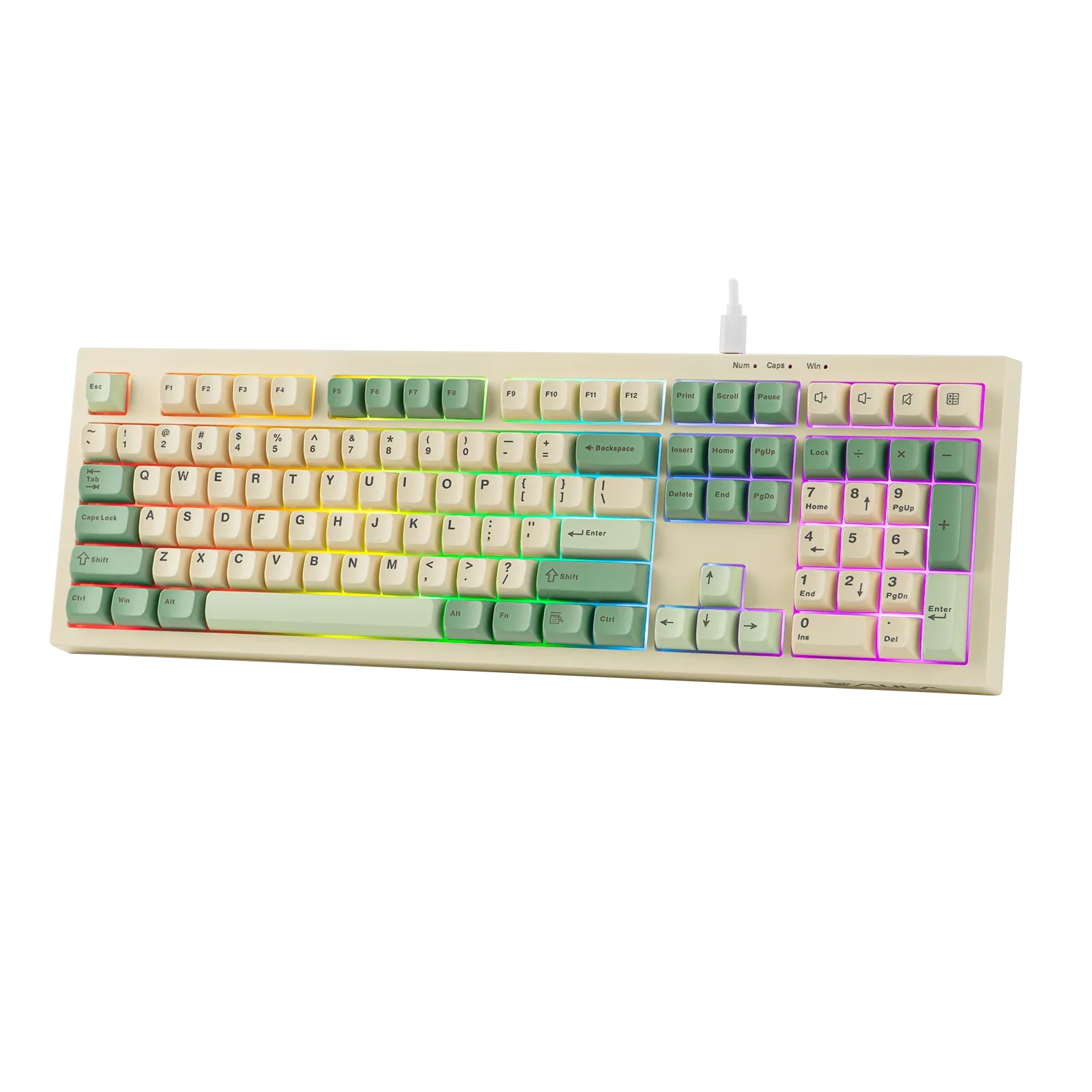 AULA S102 Wired Keyboard Silent Membrane Switch 100% Full Size RGB Backlit Cream Silicone Structure with Numpad for PCLaptop