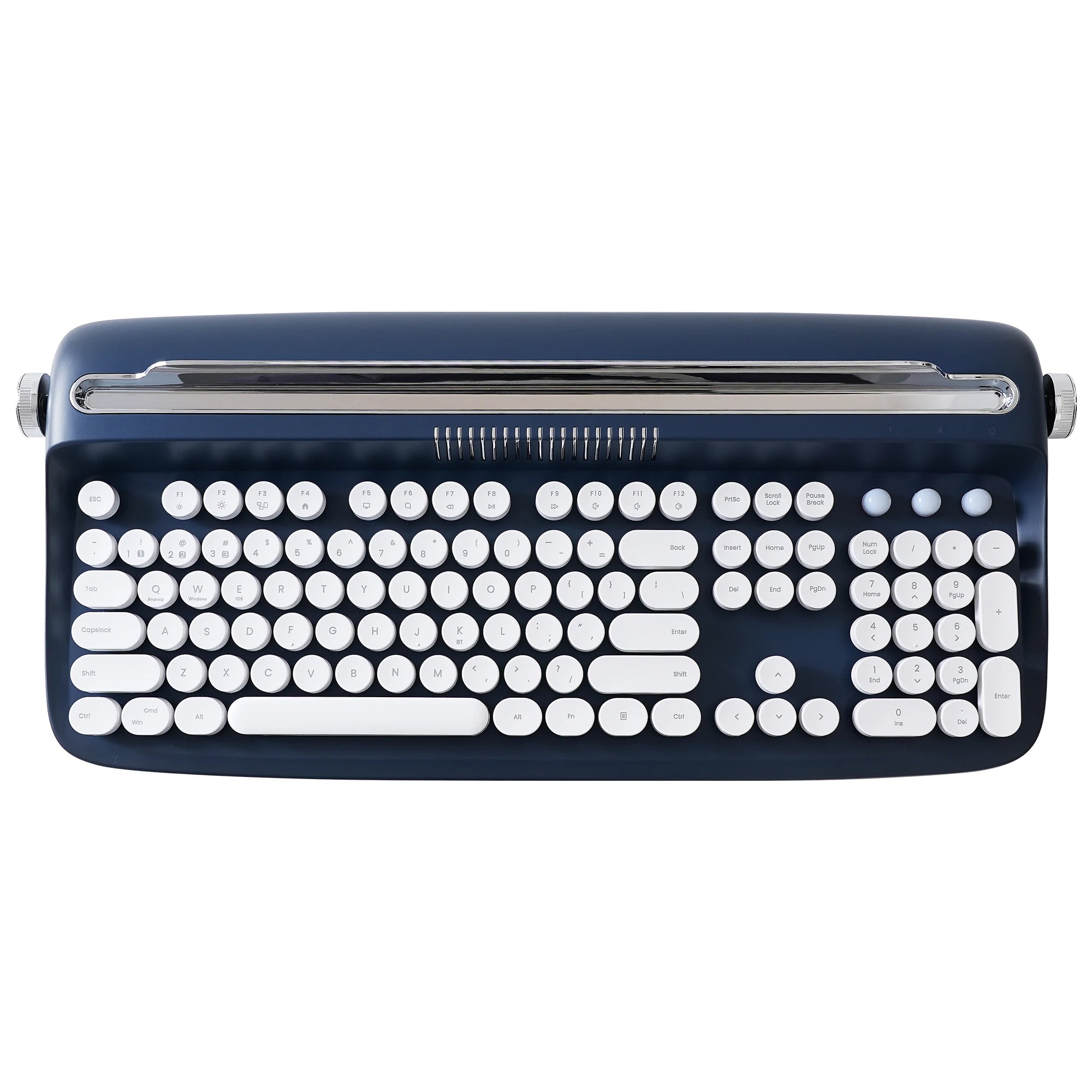 YUNZII ACTTO B503 Wireless Keyboard, Bluetooth Retro Typewriter Aesthetic Membrane Keyboards, Integrated Stand for Multi-Device