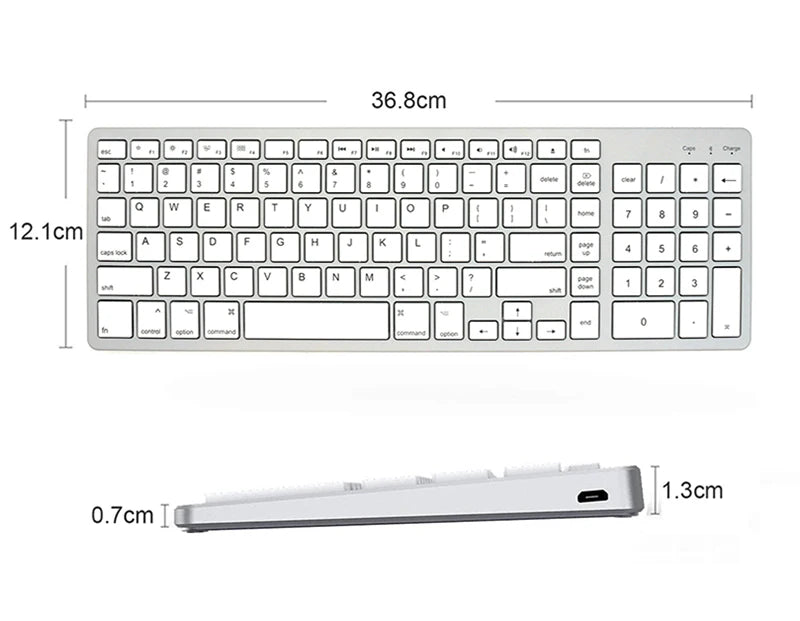 Ultra Slim Wireless Bluetooth Keyboard Compatible for Mac OS/iOS/iPad OS Rechargeable Keyboard for MacBook