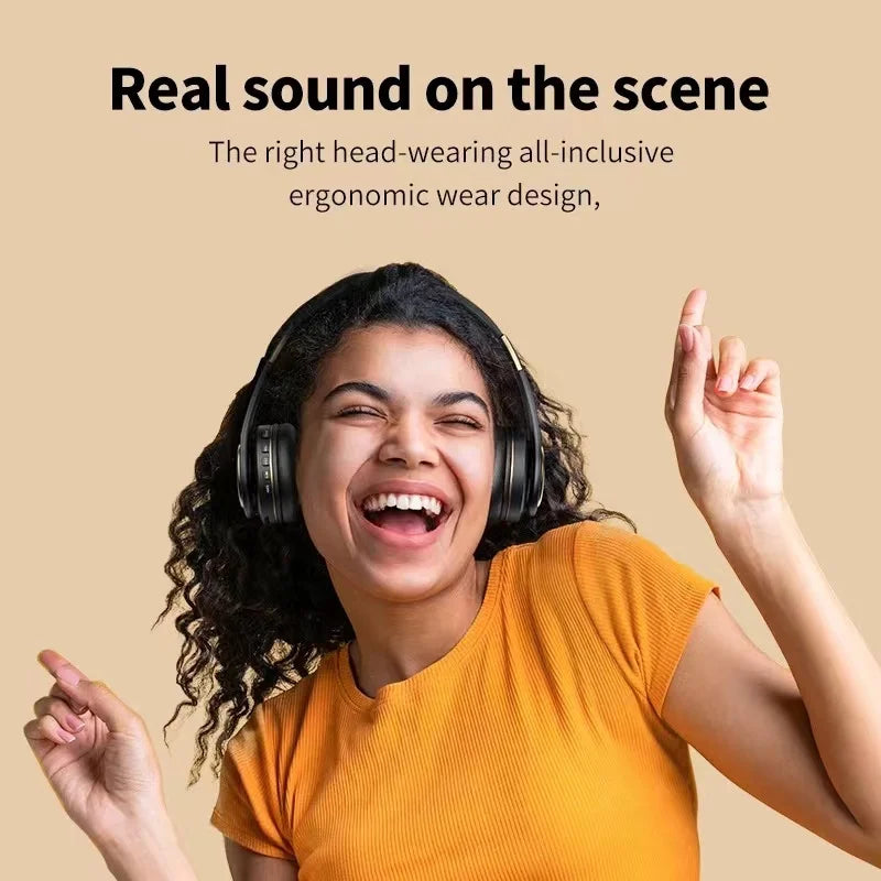 Over-ear Wireless Headphones Bluetooth 5.3 HiFi Stereo Low Latency Noise-canceling Headset Gaming Earphones with ENC Micphone