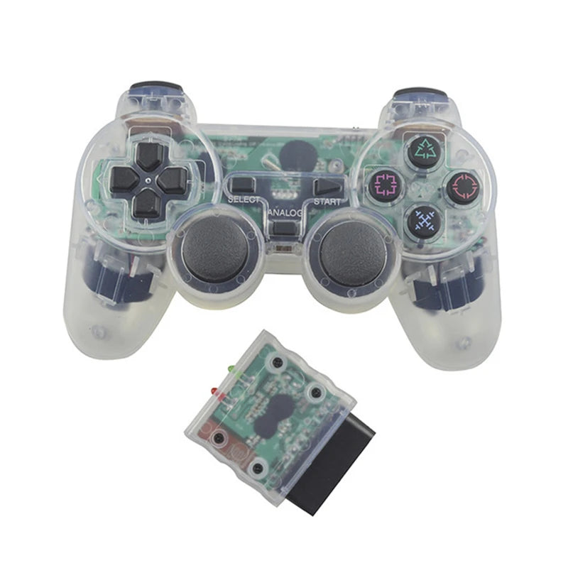 Transparent Color Bluetooth Wireless Gamepad Controller For PS2 2.4G Vibration Controle Compatible with Plastation 2 Joystick